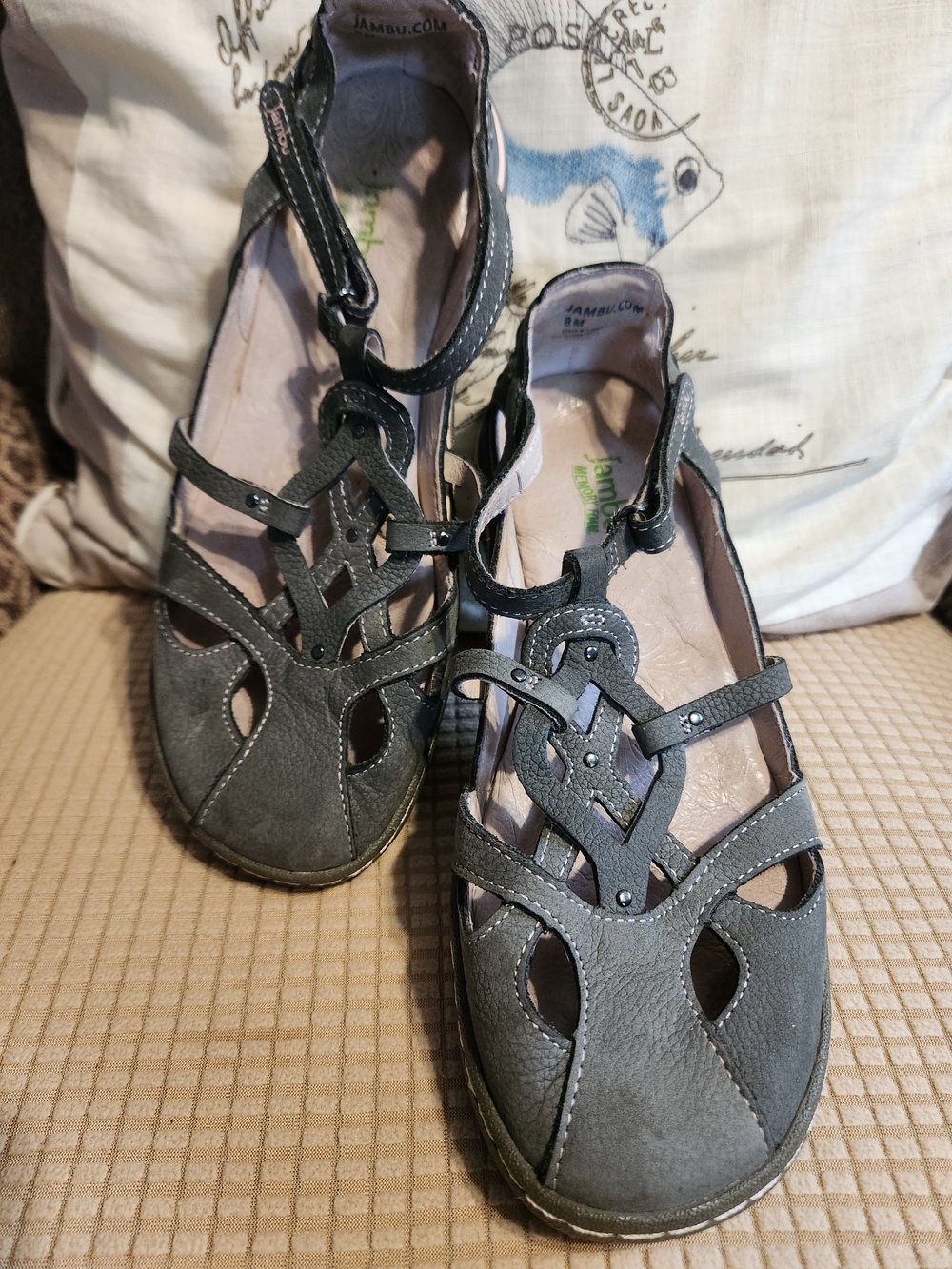 Jambu Gray Mary Jane Sandals Size 8